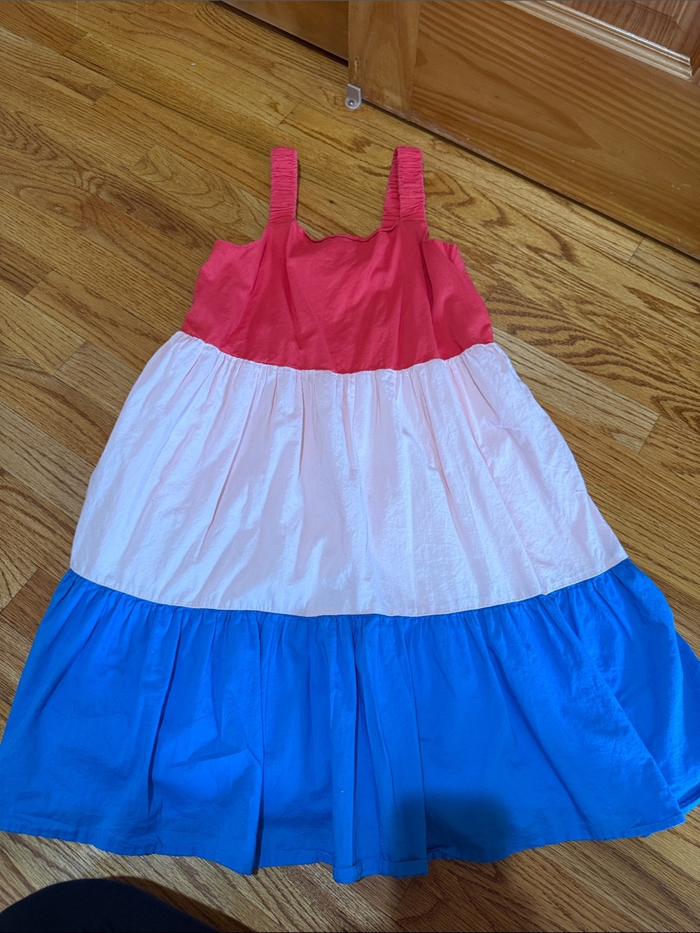 Crewcuts Tri-Color Tiered Sundress in Red, White & Blue